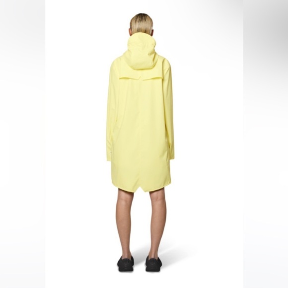RAINS Long Rain Jacket in rare yellow “straw” color. NWT - Picture 2 of 4